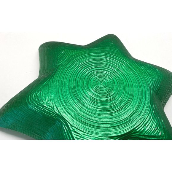 Green Swirl Star Serving Bowl Dish Appetizer Tray Arda Glassware 9" Across - Picture 6 of 7